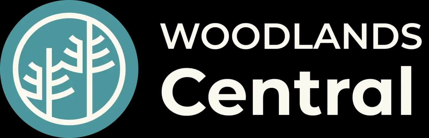 Woodlands Central church logo with tree emblem