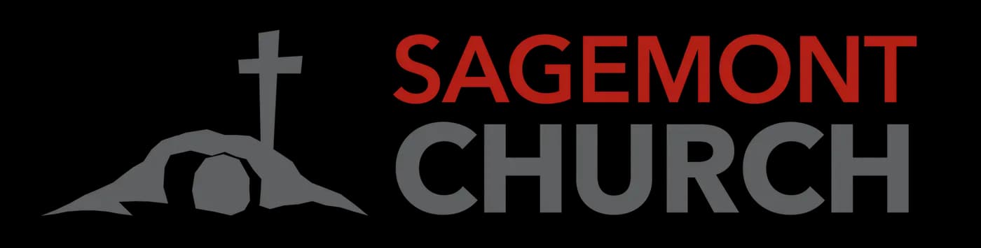 Sagemont Church logo with cross rising from a tomb emblem